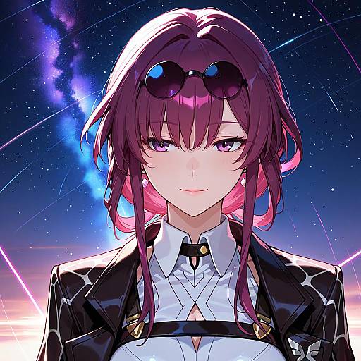 Anime Girl Kafka Under Starry Night Sky