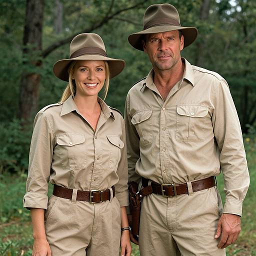 Adventurous Couple in Safari Outfits