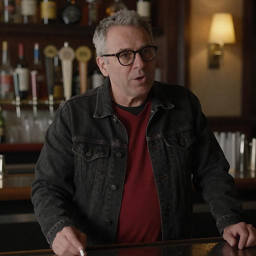 Middle-Aged Bartender in Dim Lighting