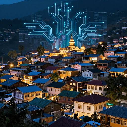 Kashmiri Village Meets AI Nightscape