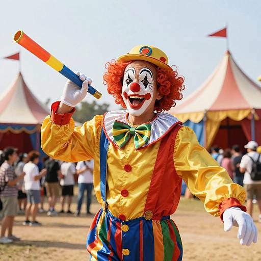Cheerful Clown with Vibrant Circus