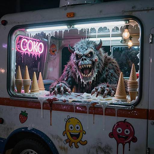 Horrifying Monster in Melting Ice Cream Truck
