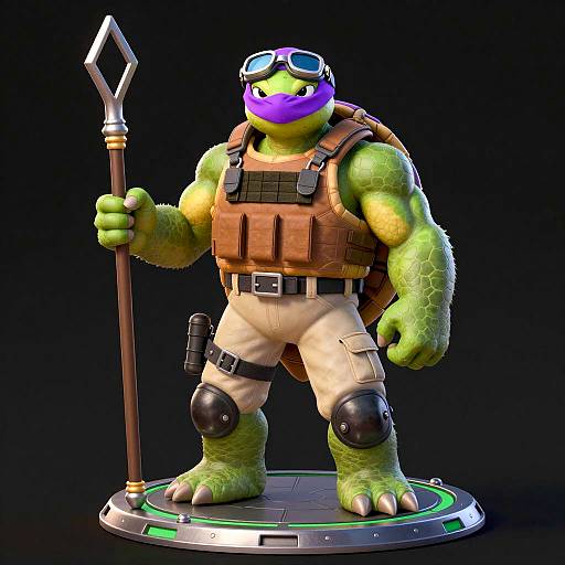 Realistic Muscular Turtle Warrior Illustration