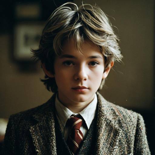 Melancholic Boy in Vintage Tweed Jacket