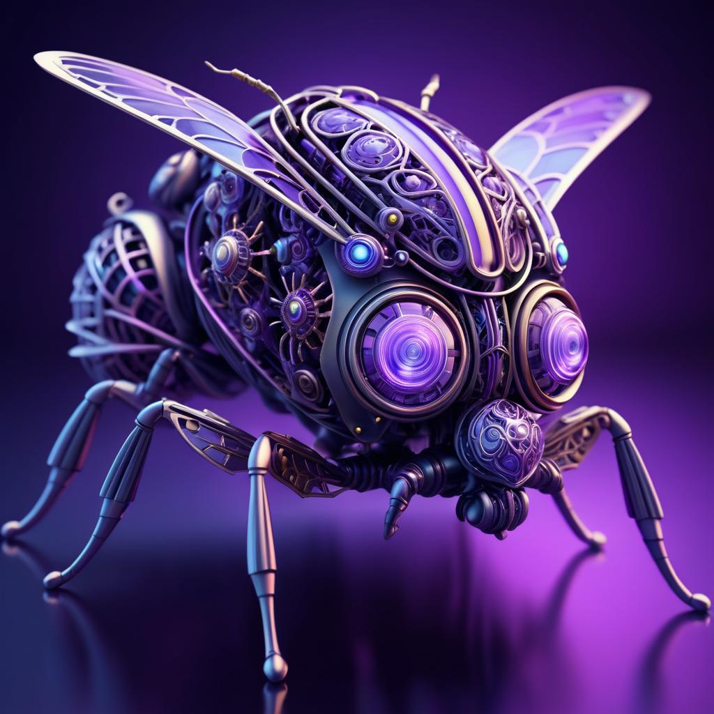 Surreal Mechanical Insect with Detailed Glow