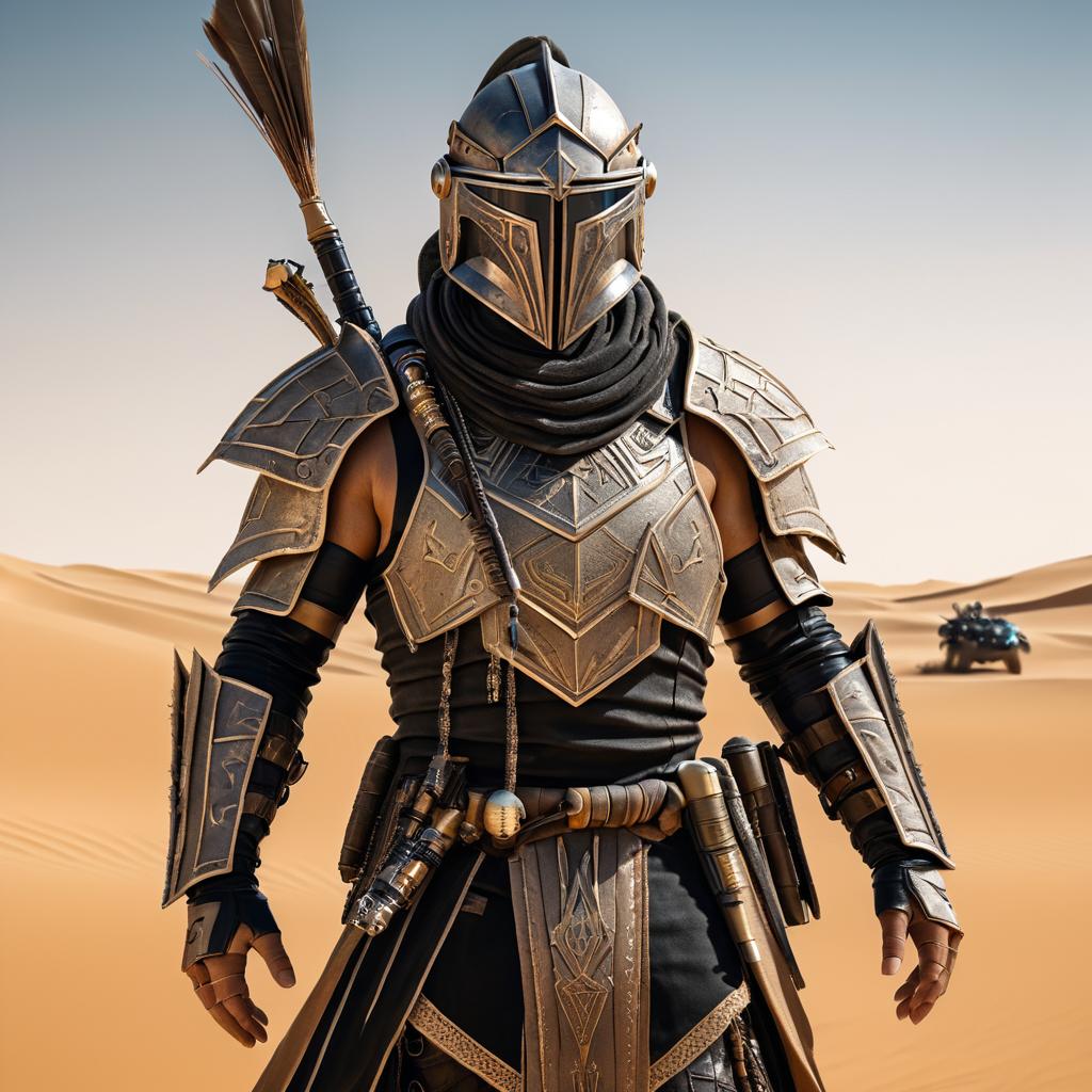 Cinematic Dune Nomad Warrior in Desert