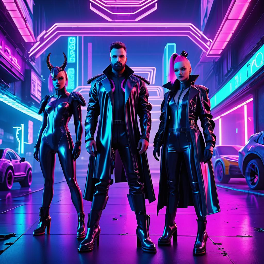 Neon Cyberpunk Beasts in Latex