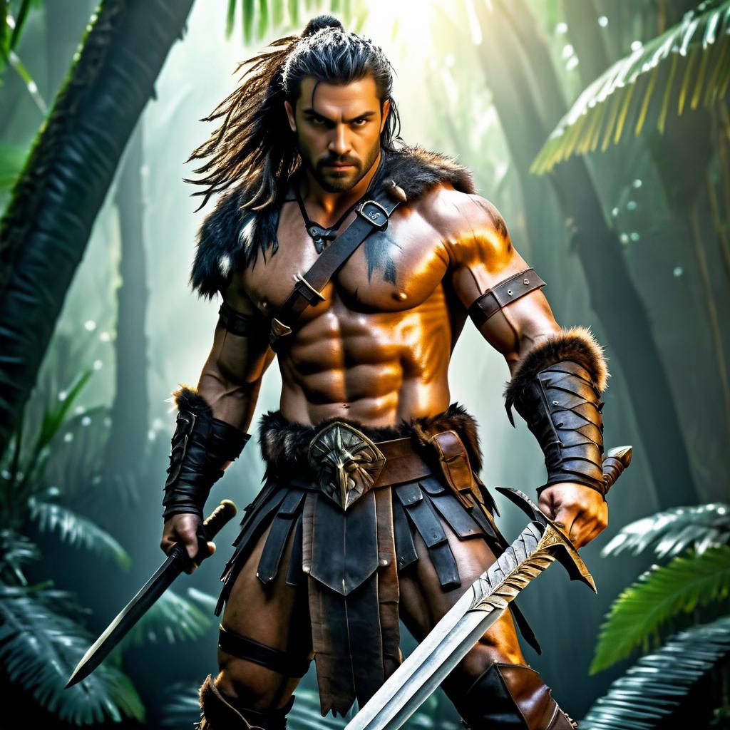 Fierce Barbarian in a Lush Jungle