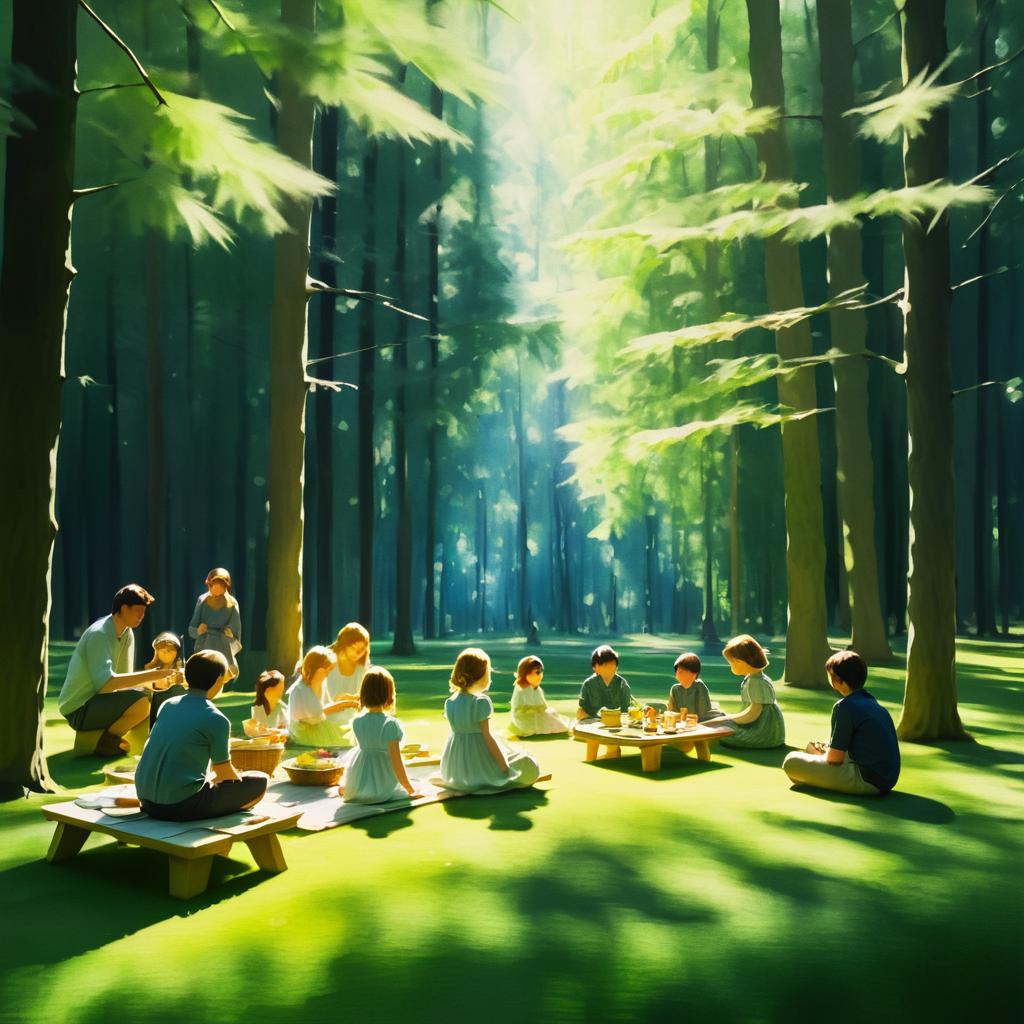 Serene Forest Picnic in Artistic Style