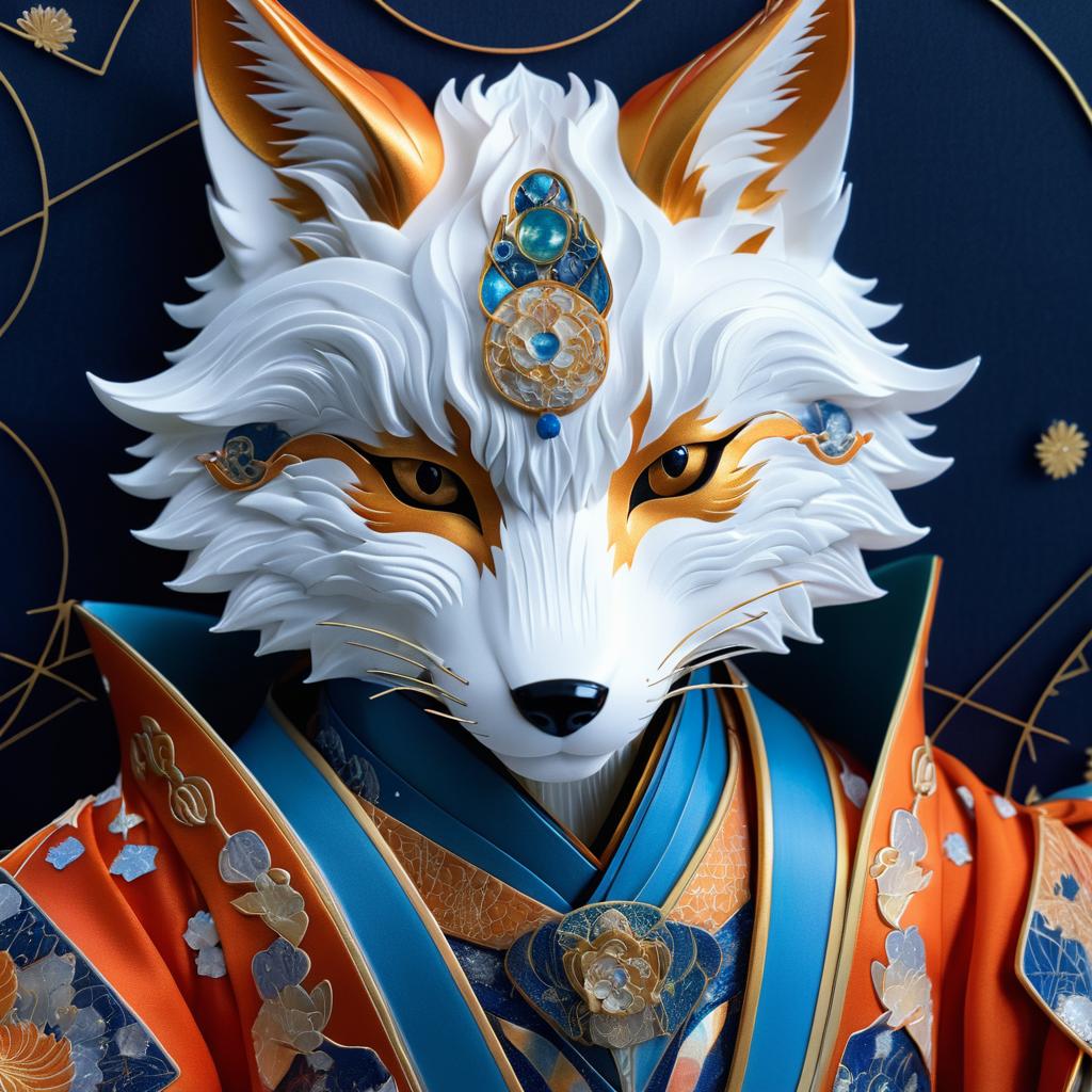 Celestial Samurai Fox in 3D Close-Up