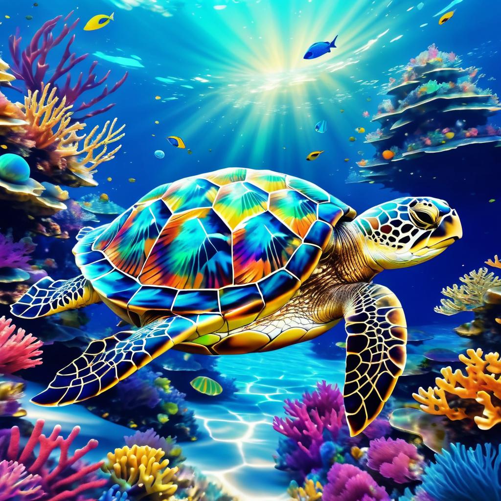 Serene Underwater World with Wise Turtle