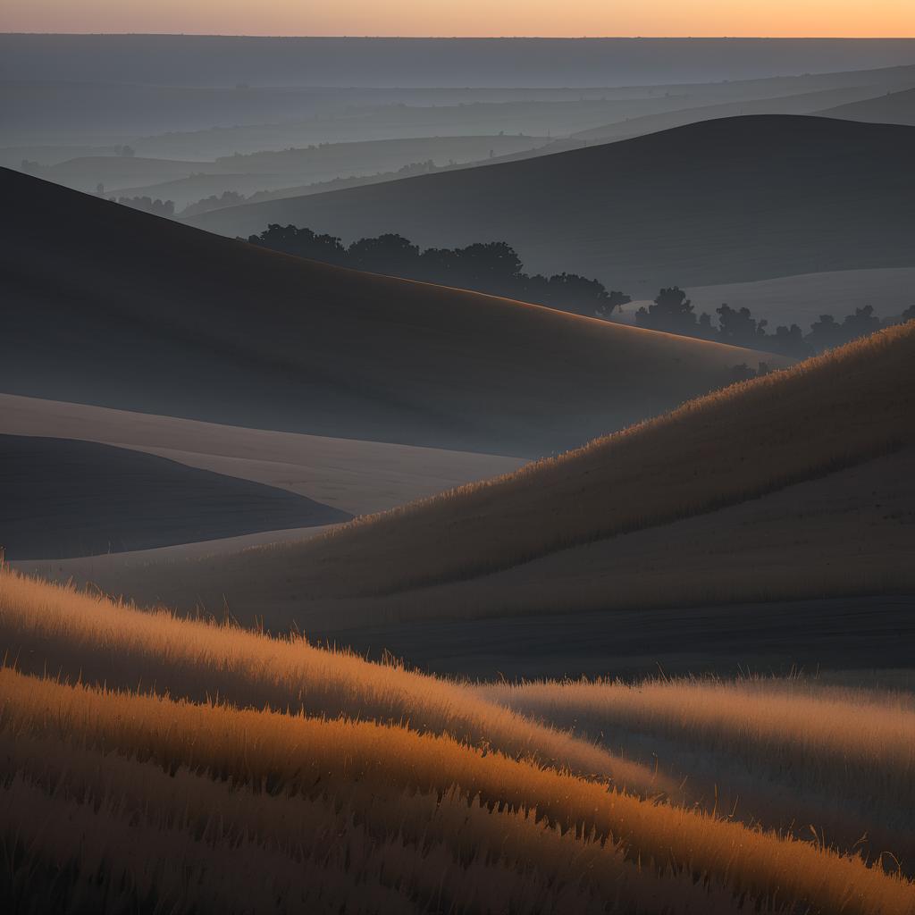 Twilight Prairie: Misty Valleys in Clay