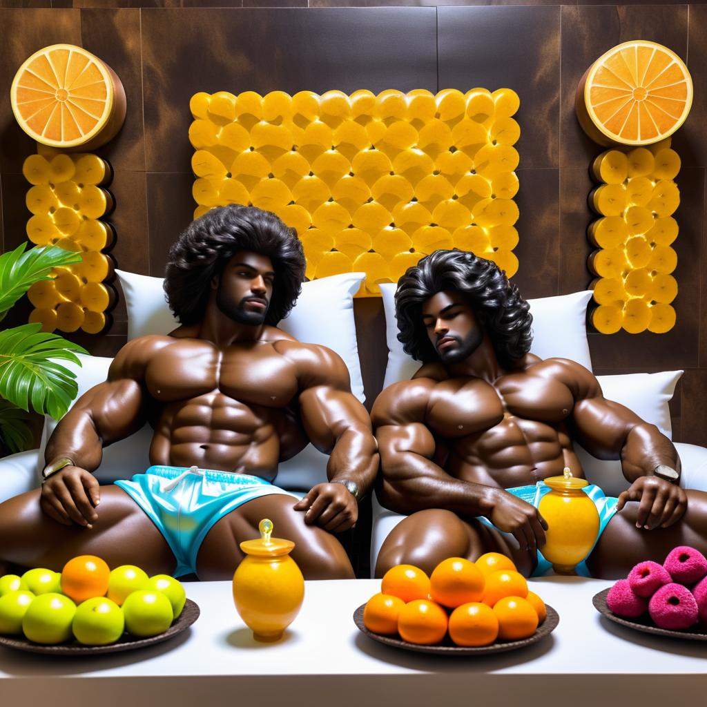 Surreal Spa Relaxation of Bodybuilder Duo