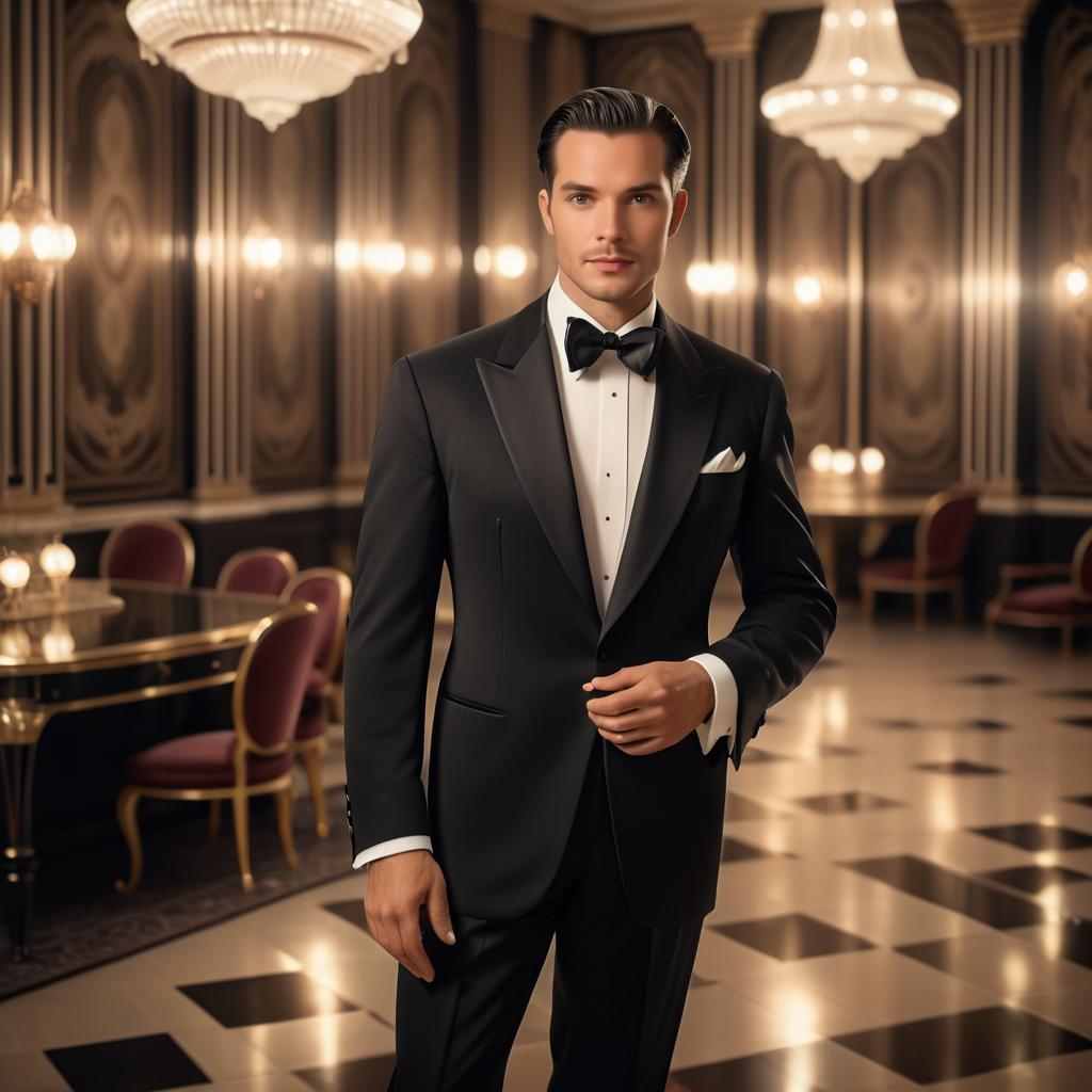 Elegant Dapper Gentleman in Hollywood Glamour