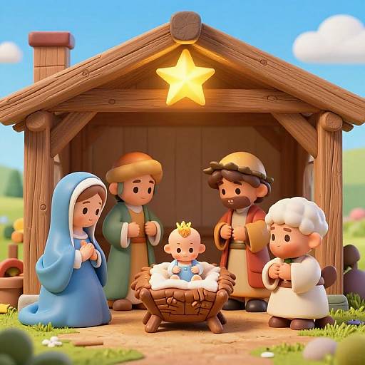 Vibrant 3D Nativity Scene Illustration