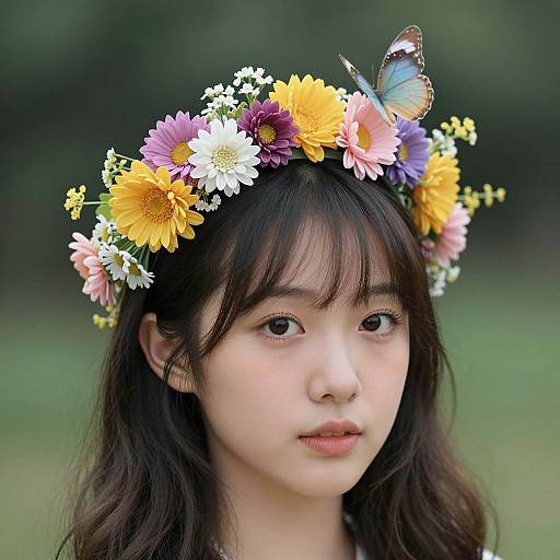 Whimsical Woman with Floral Tiara