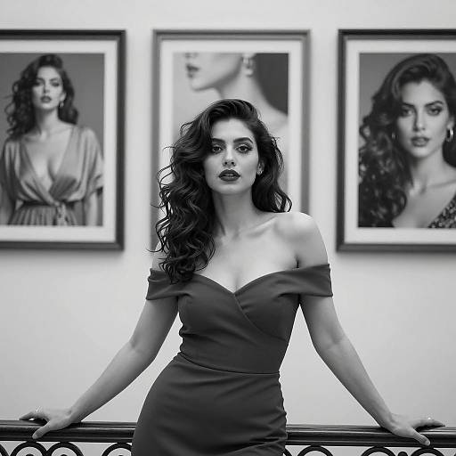 Elegant Woman in Black and White Portraits