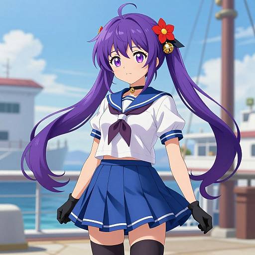 Anime Girl by the Seaside