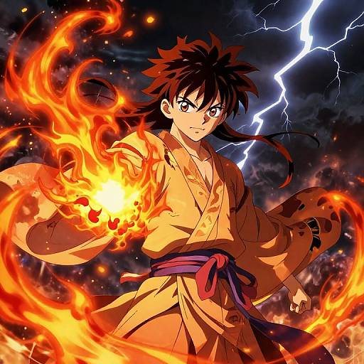 Elemental Anime Mage with Fire and Wind