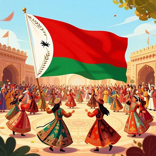 Pashtun Festival with Flag and Dancers