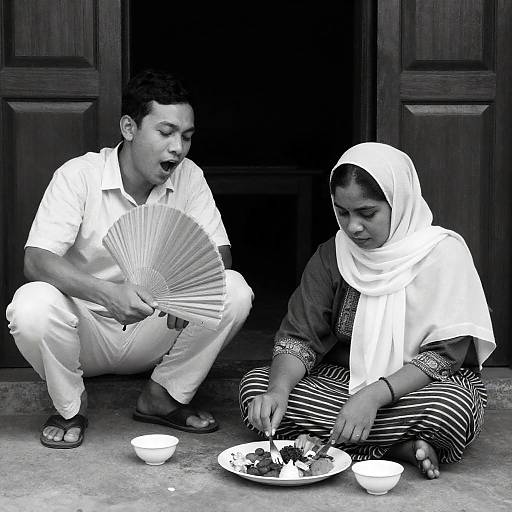 Intimate Black-and-White Scene of Two Figures