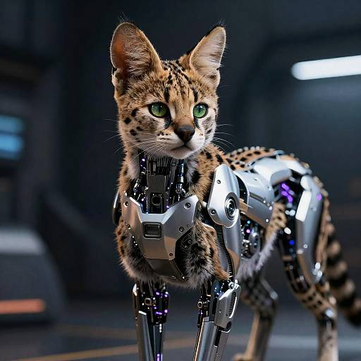 Futuristic Robotic Serval Cat