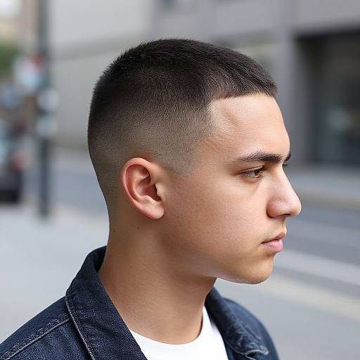Urban European Man with Flat Top Crew Cut