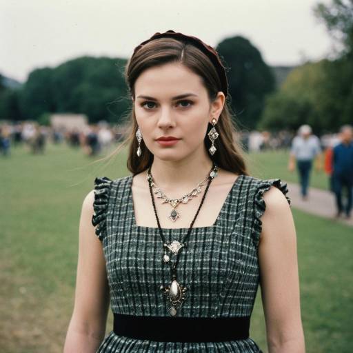 Young Woman in Vintage Dress Outdoors