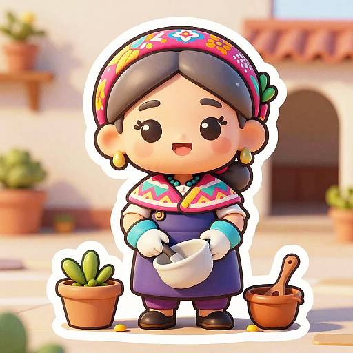 Charming Mexican Grandmother Character