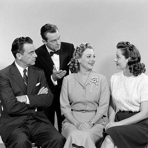 1940s Elegant Group Portrait in B&W