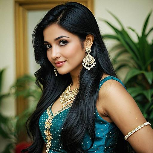 Indian Woman Wearing Traditional Jewelry