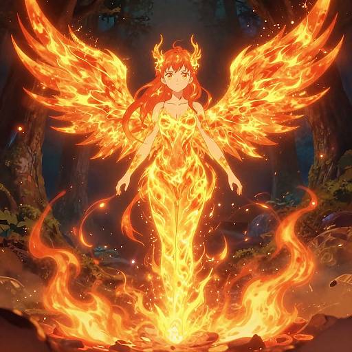 Anime Girl Fire Spirit Rising