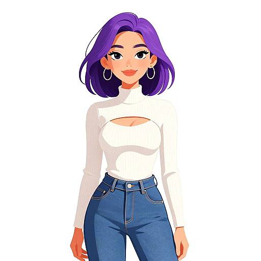 Smiling Woman in Stylish Casual Outfit