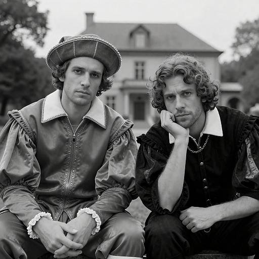 Dramatic Renaissance Portrait in Black and White