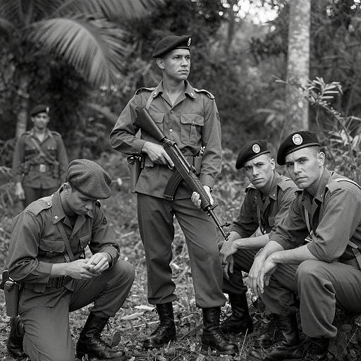 Dramatic Jungle Scene with Soldiers