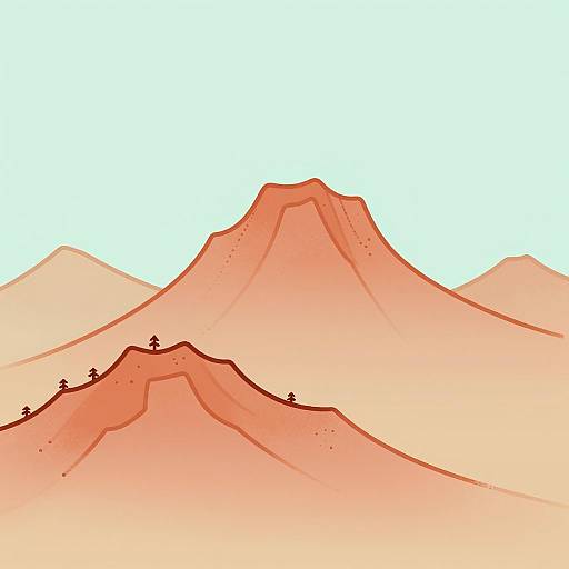 Stylized Nostalgic Mountain Landscape