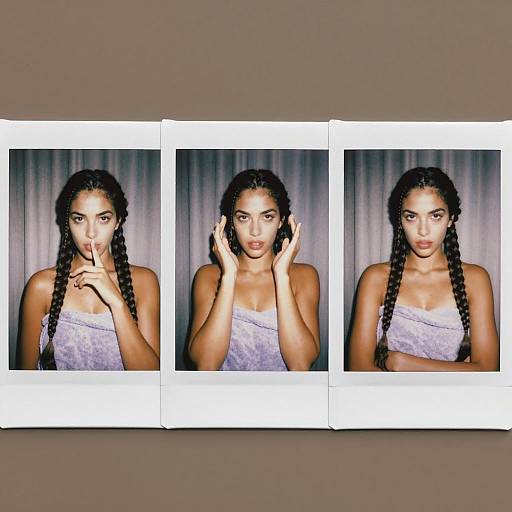 Woman in Polaroid Frames with Expressions