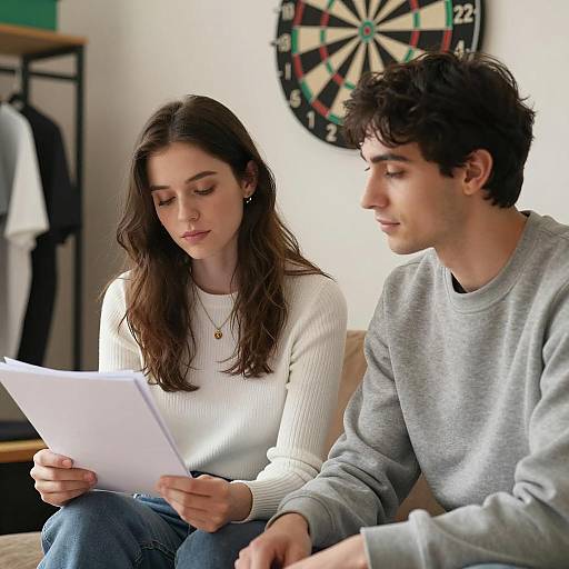 Indoor Scene with Couple and Dartboard