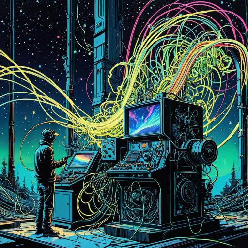 Cosmic Neon Tendrils with Machinery