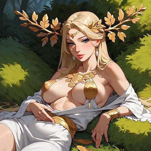 Fantasy Greek Goddess with Golden Laurel