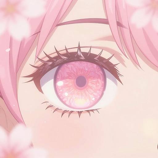 Dreamy Pink Anime Eye Close-up