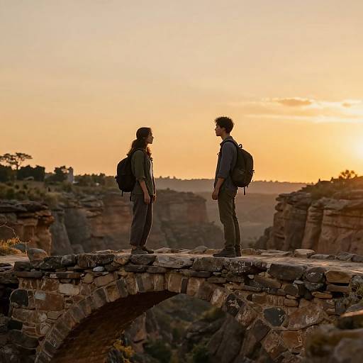 Twilight Encounter on Ancient Bridge