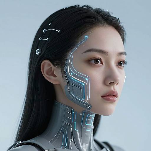 Futuristic Cybernetic Woman with Neural Wiring