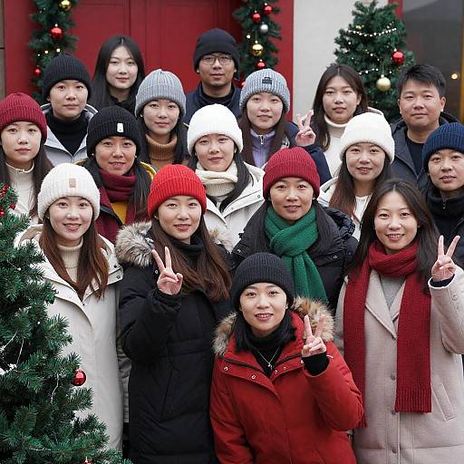 Festive Winter Christmas Group Portrait