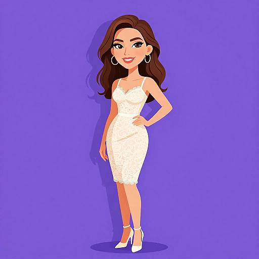 Chic Woman in Cream Lace Dress