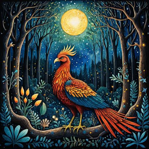 Magical Phoenix in Enchanted Forest