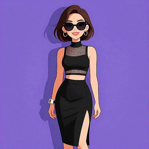 Chic Smiling Woman in Stylish Outfit