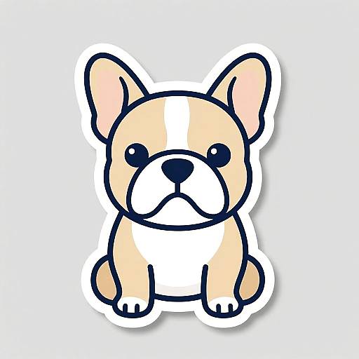Cute digital cartoon of a French Bulldog with beige and white fur, black outlines, and simple, round features.