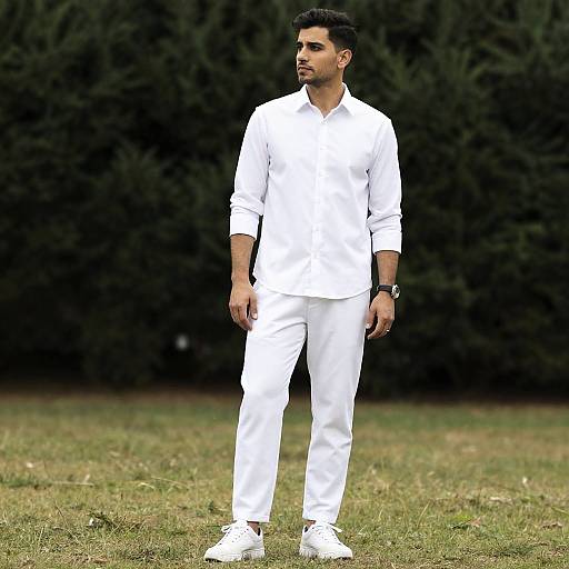 Man in White Sportswear in Garden