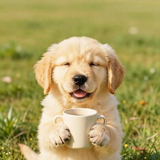 Pastel Portrait of Smiling Retriever Puppy